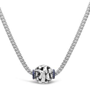 STERLING SILVER SAPPHIRE ACCENT BEAD PENDANT